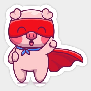 Cute Pig Superhero Sticker